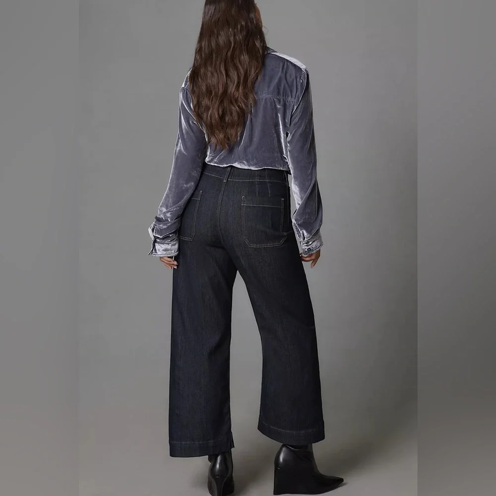 Anthropologie Maeve Colette Crop High Rise Wide Leg Jeans - Picture 4 of 12